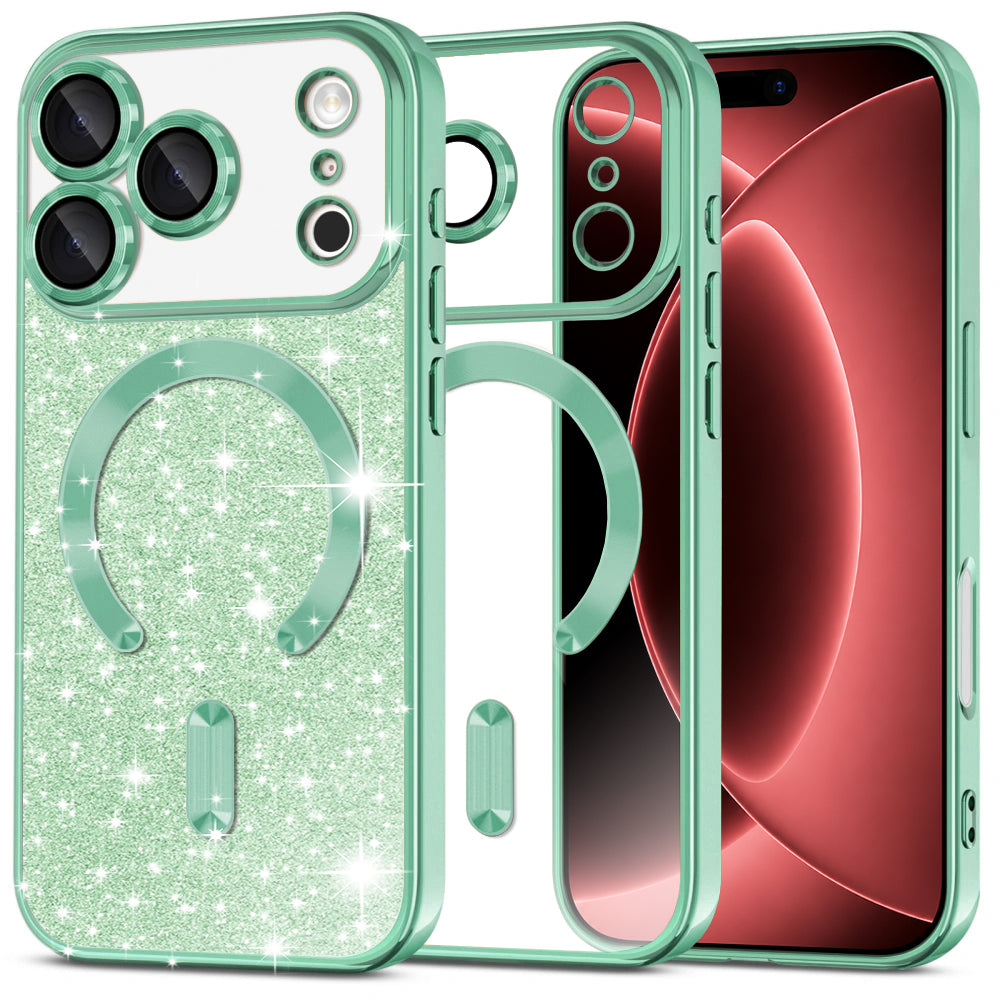 Husă Techsuit Luxury Glitter MagSafe iPhone 18 Pro Max / 17 Pro Max – Verde deschis – imagine 6