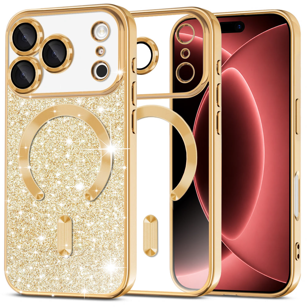 Husă Techsuit Luxury Glitter MagSafe iPhone 18 Pro Max / 17 Pro Max – Auriu – imagine 2