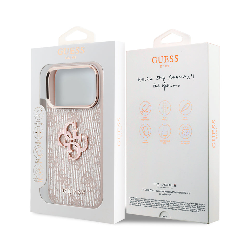 Husă Guess iPhone 17 Pro Hardcase 4G Big Resin Logo, roz – imagine 7
