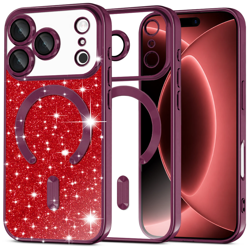 Husă Techsuit Luxury Glitter MagSafe iPhone 18 Pro Max / 17 Pro Max – Vișiniu – imagine 9