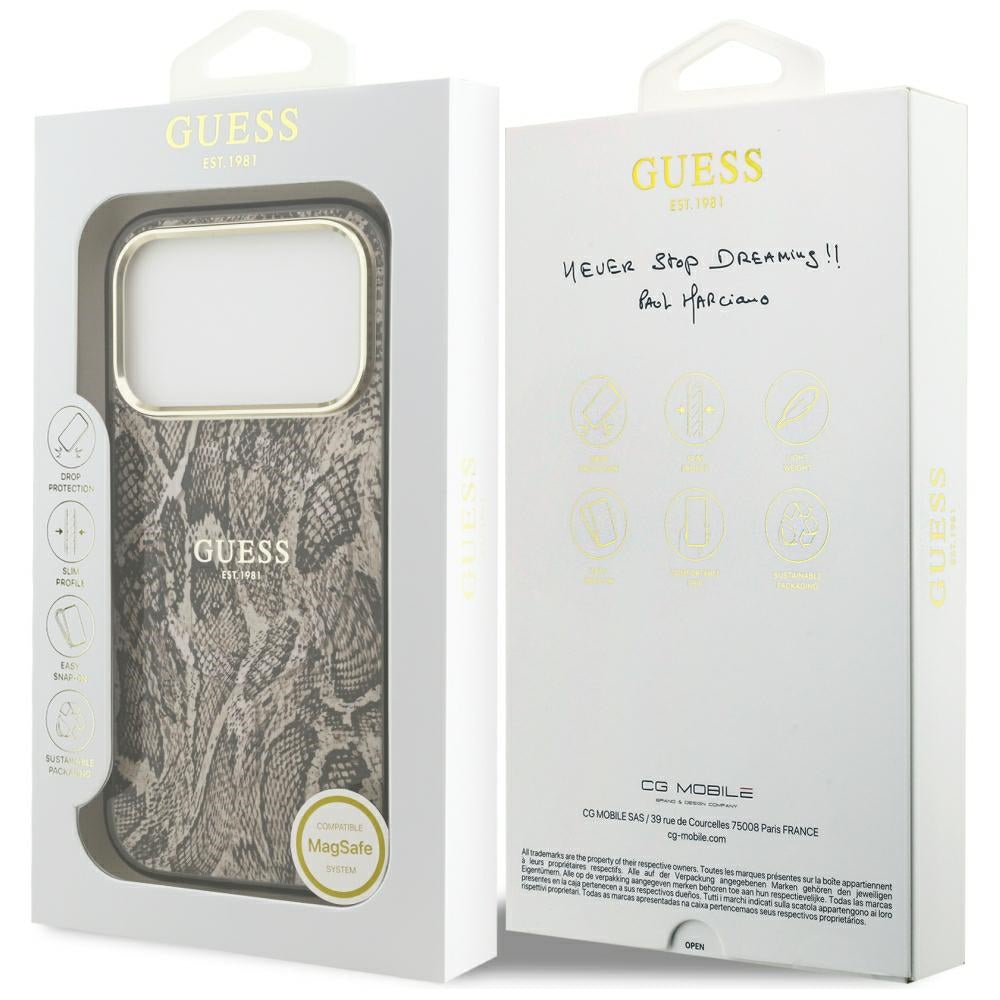 Husă Guess iPhone 17 Pro Python Pattern MagSafe, maro – imagine 7
