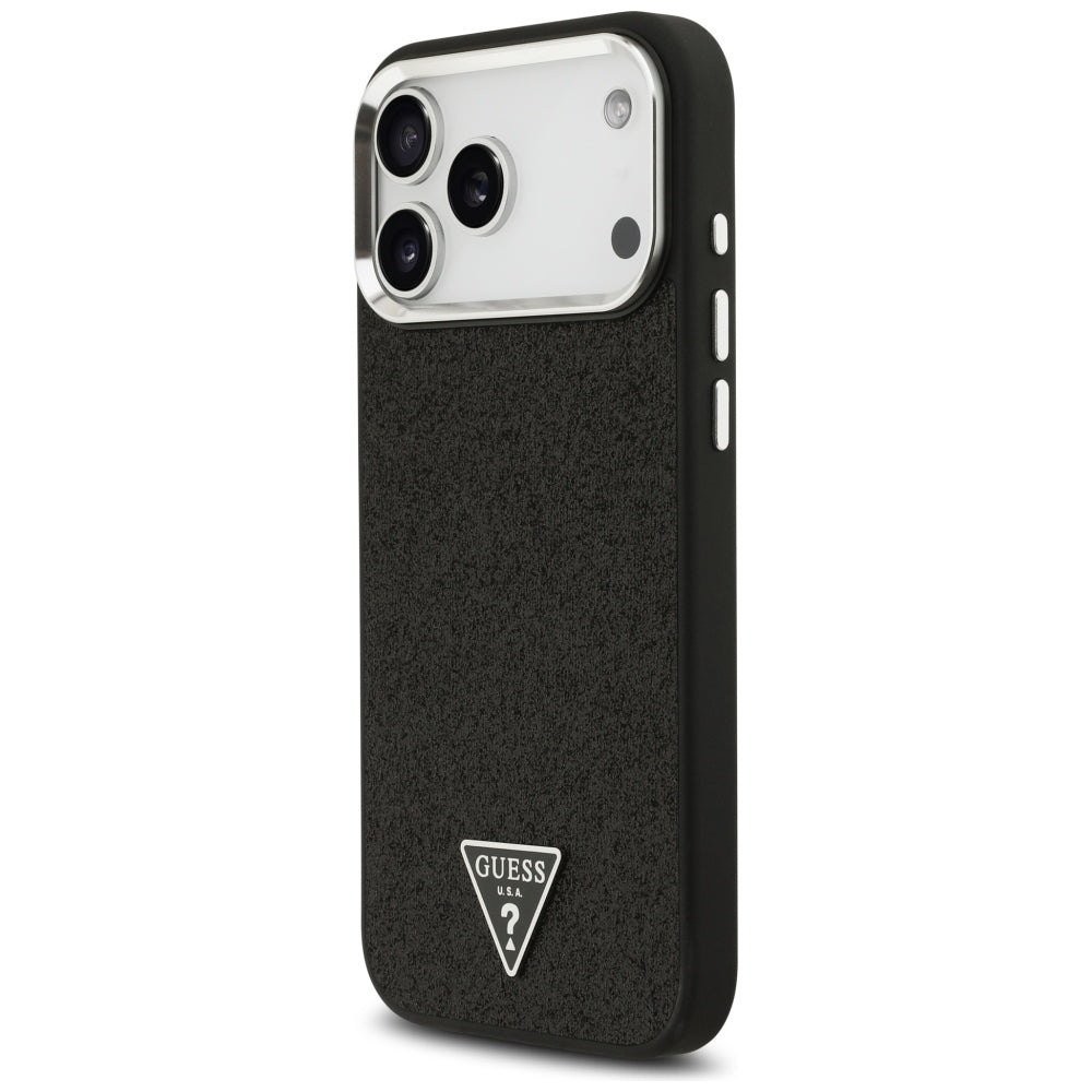 Husă Guess Glitter Triangle Logo MagSafe pentru iPhone 17 Pro Max – negru (GUHMP18XPFGTSCMK) — imagine 2