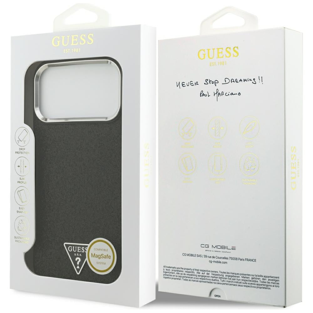 Husă Guess Glitter Triangle Logo MagSafe pentru iPhone 17 Pro Max – negru (GUHMP18XPFGTSCMK) — imagine 7