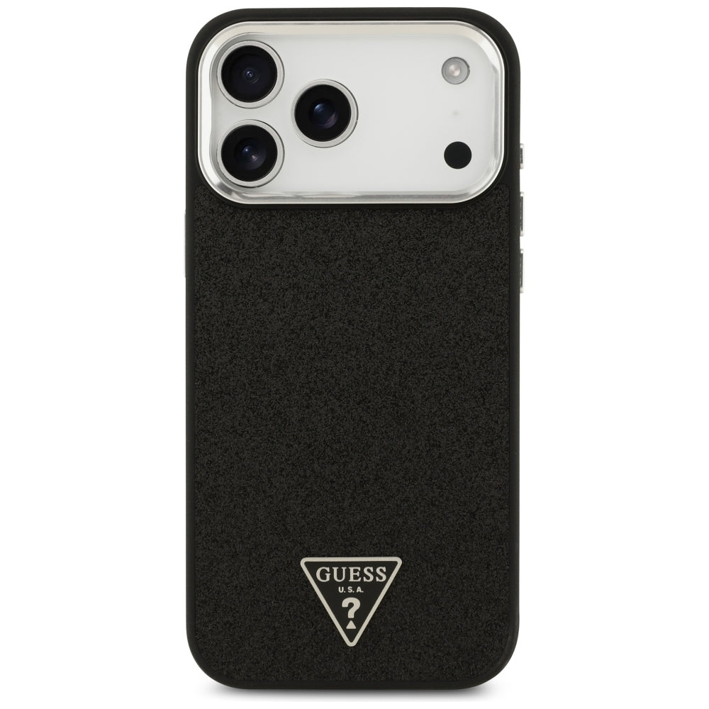 Husă Guess Glitter Triangle Logo MagSafe pentru iPhone 17 Pro Max – negru (GUHMP18XPFGTSCMK) — imagine 3