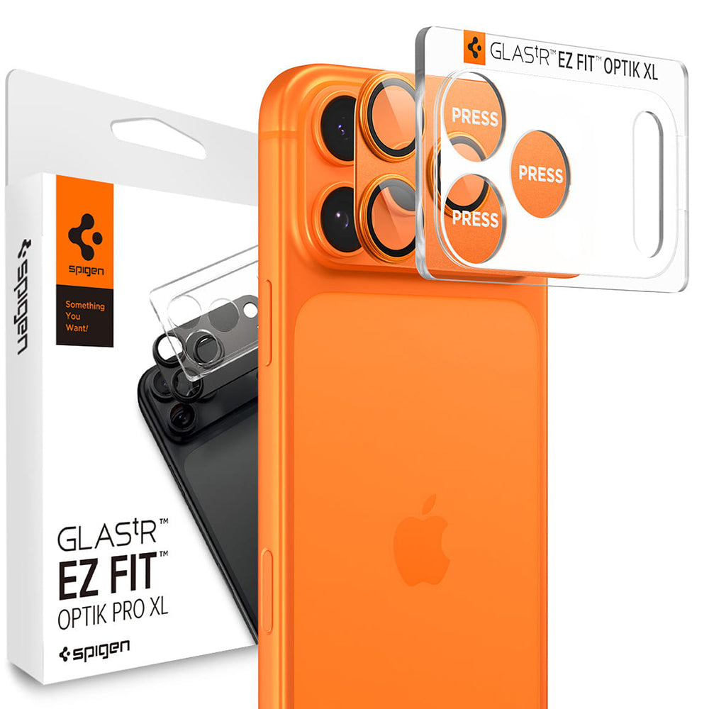 Protecție cameră Spigen Optik.tR EZ Fit Pro XL pentru iPhone 17 Pro – Portocaliu – imagine 8