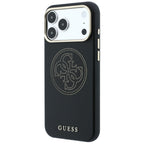 Husă Guess iPhone 17 Pro Leather Perforated 4G MagSafe, negru – imagine 2