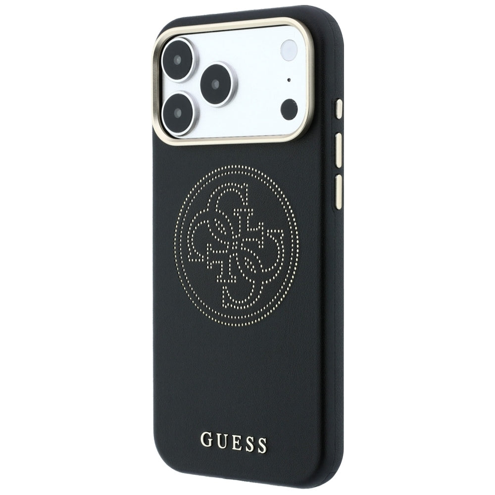 Husă Guess iPhone 17 Pro Leather Perforated 4G MagSafe, negru – imagine 2