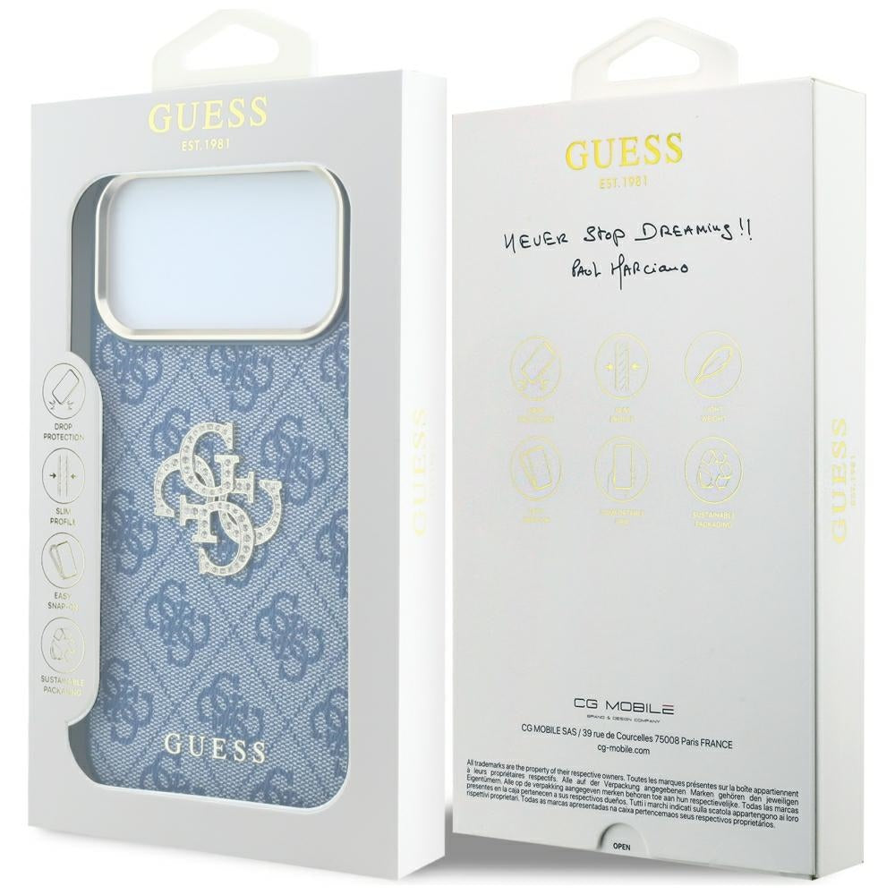 Husă Guess iPhone 17 Pro Hardcase 4G Big Strass Logo, albastru – imagine 7