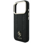 Husă Guess iPhone 17 Pro Leather Stripe Peony 4G MagSafe, negru – imagine 5