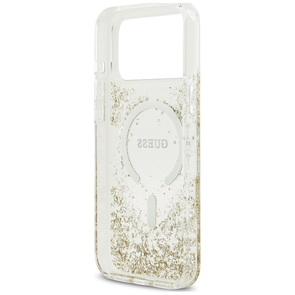 Husă Guess iPhone 17 Pro Resin Bottom Glitter MagSafe, auriu – imagine 6