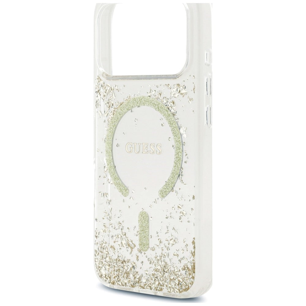 Husă Guess iPhone 17 Pro Resin Bottom Glitter MagSafe, auriu – imagine 5