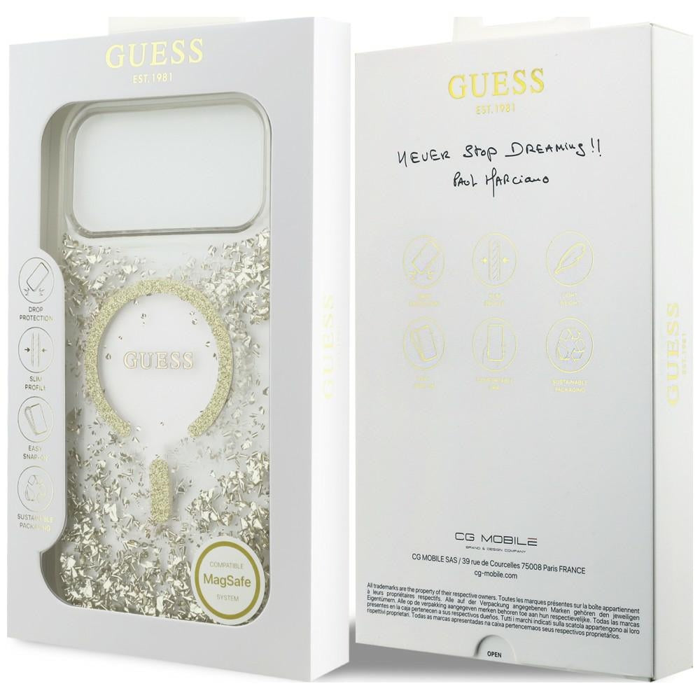 Husă Guess iPhone 17 Pro Resin Bottom Glitter MagSafe, auriu – imagine 7