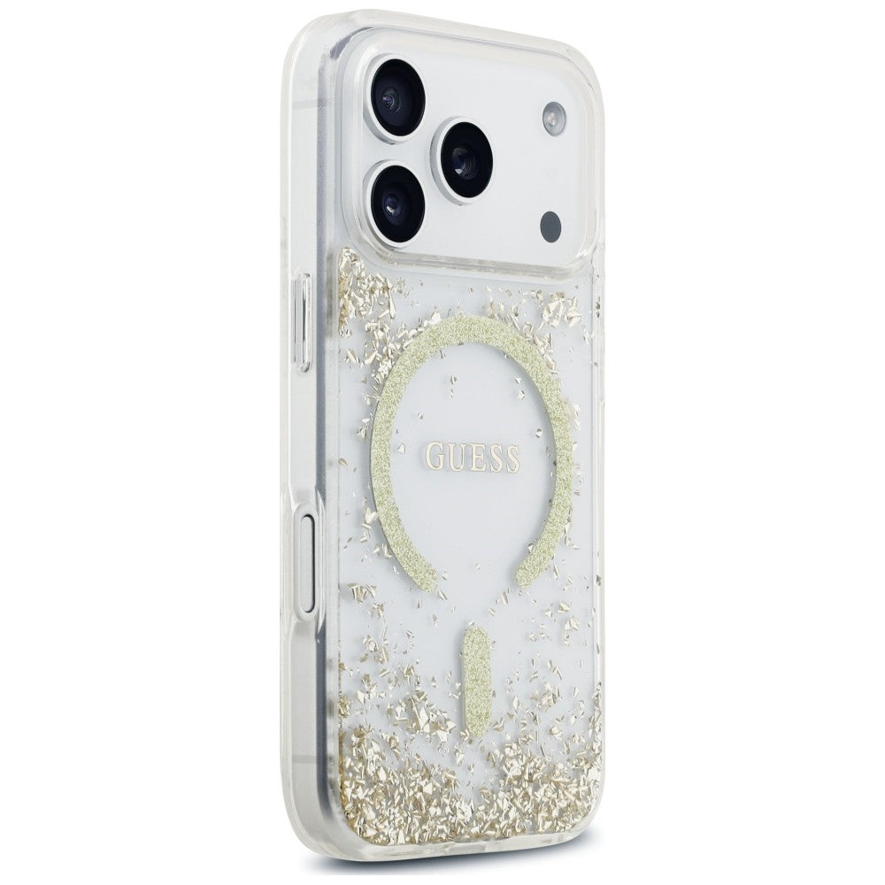 Husă Guess iPhone 17 Pro Resin Bottom Glitter MagSafe, auriu – imagine 4