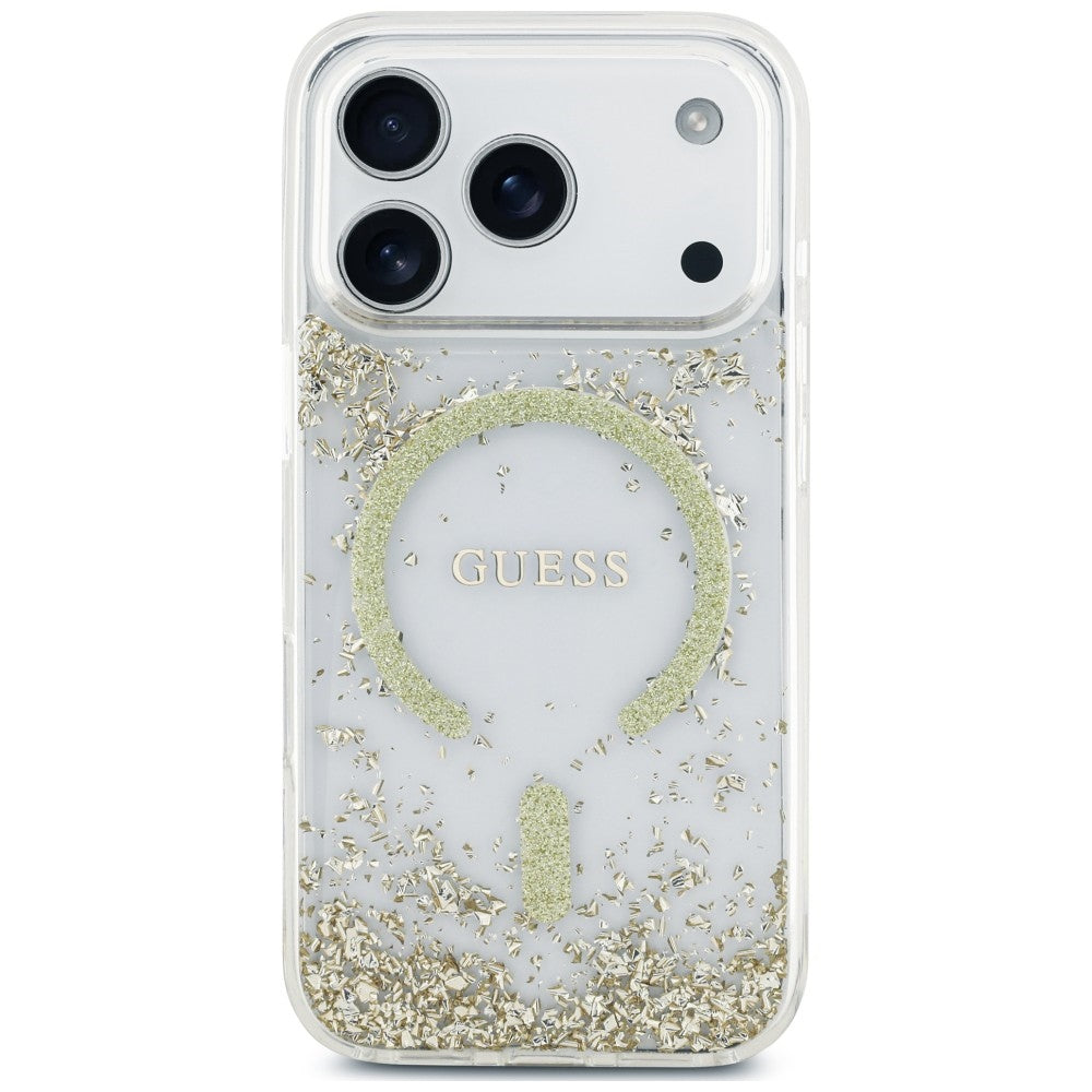Husă Guess iPhone 17 Pro Resin Bottom Glitter MagSafe, auriu – imagine 3