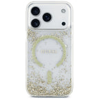 Husă Guess iPhone 17 Pro Resin Bottom Glitter MagSafe, auriu – imagine 3