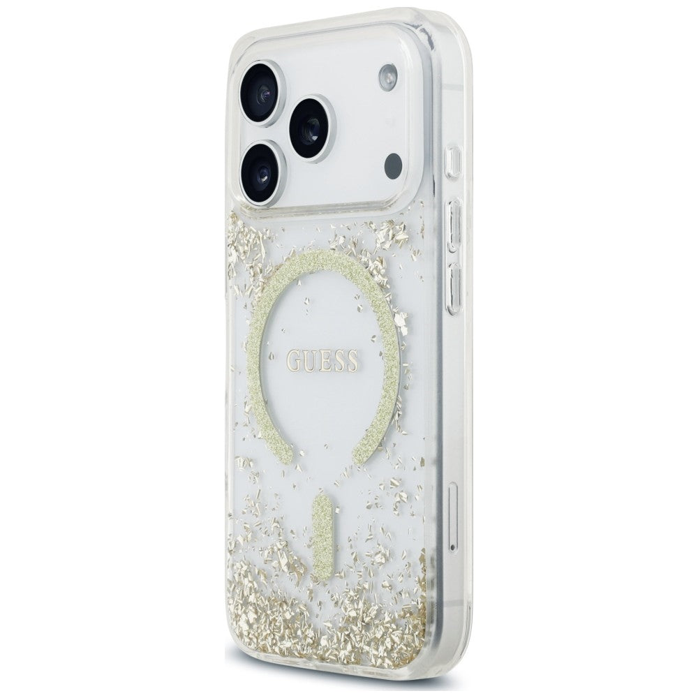 Husă Guess iPhone 17 Pro Resin Bottom Glitter MagSafe, auriu – imagine 2