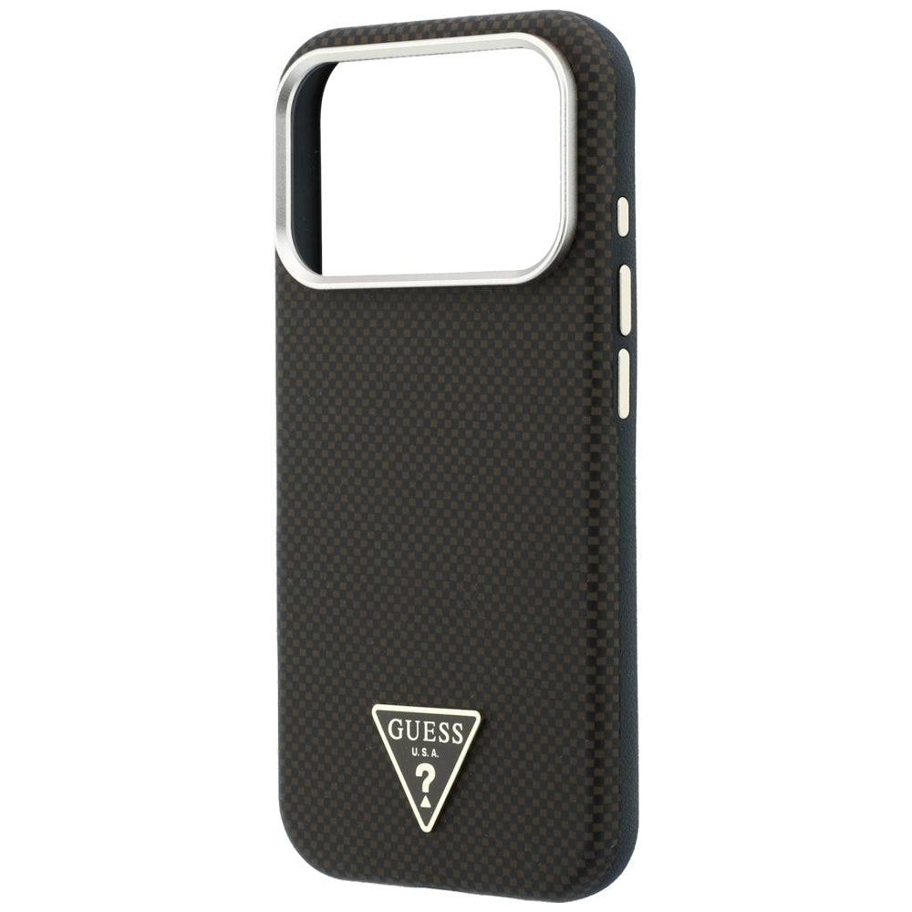 Husă Guess iPhone 17 Pro Kevlar Triangle Logo MagSafe, maro – imagine 5