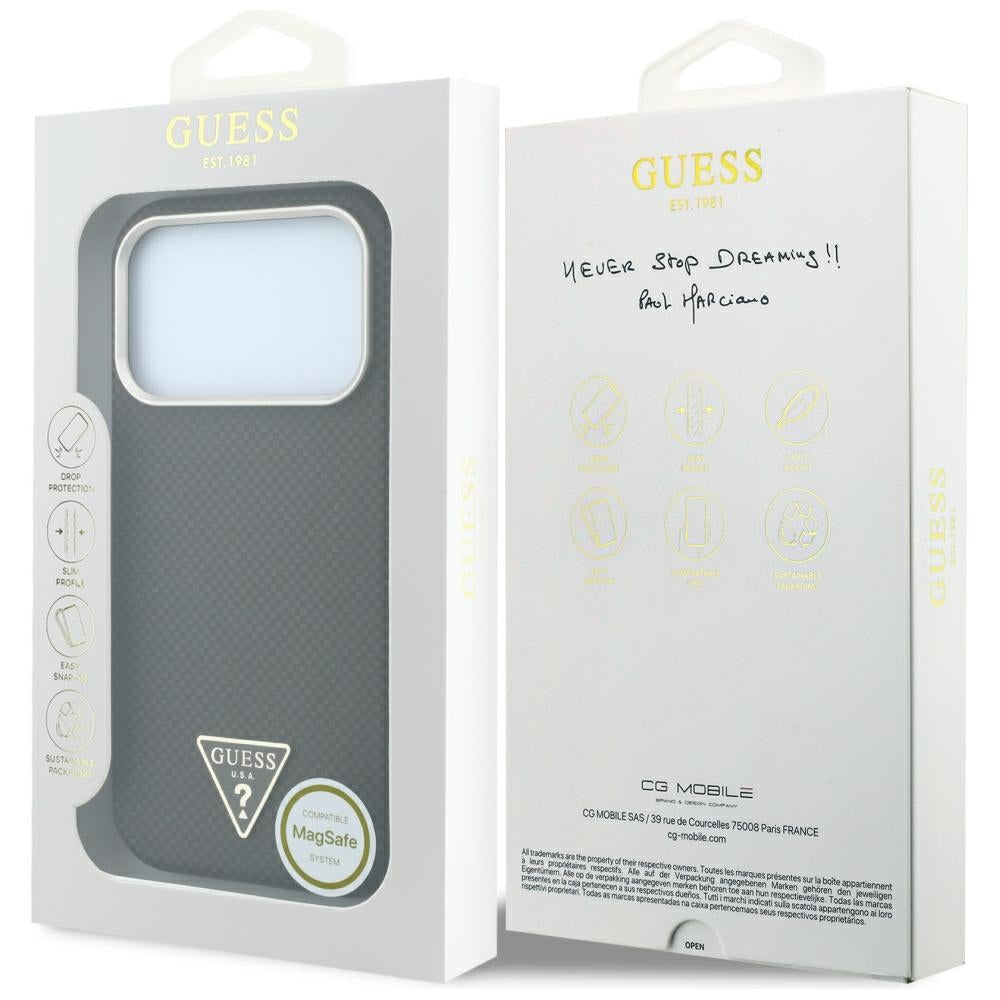 Husă Guess iPhone 17 Pro Kevlar Triangle Logo MagSafe, maro – imagine 7