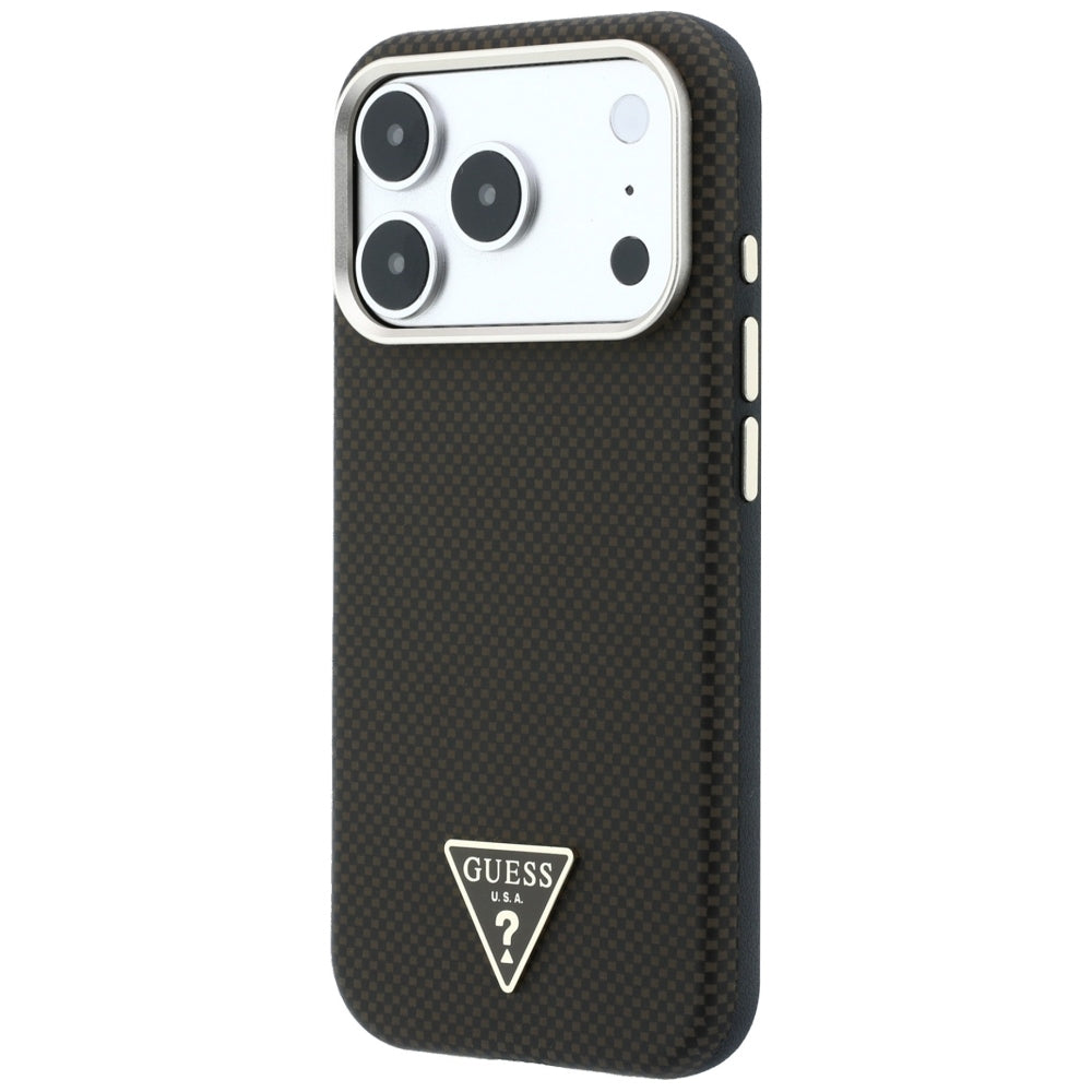 Husă Guess iPhone 17 Pro Kevlar Triangle Logo MagSafe, maro – imagine 2