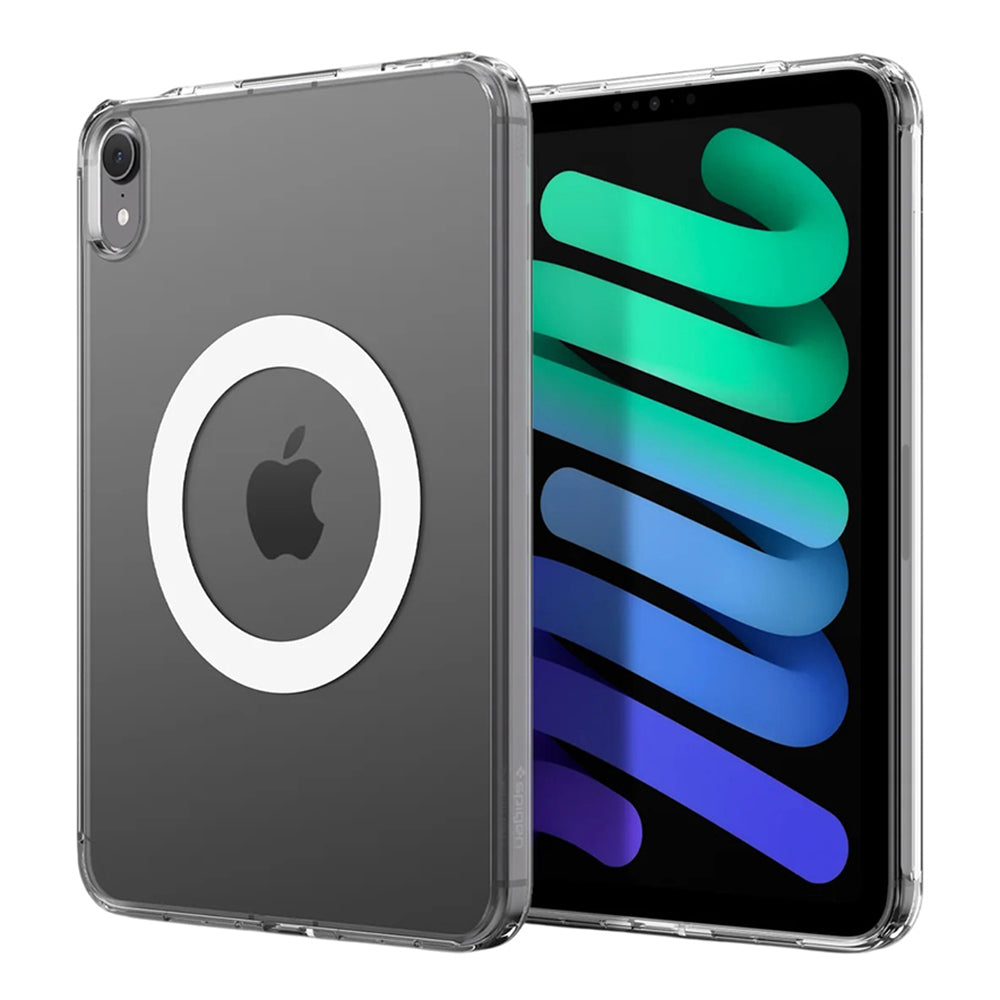 Husă Spigen Ultra Hybrid MagFit iPad mini – Transparent cu inel alb – imagine 1