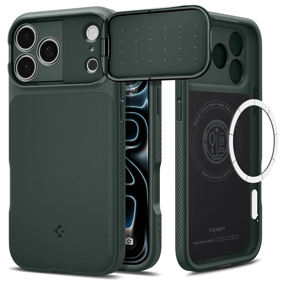 Husă Spigen Optik Armor MagSafe iPhone 18 Pro / 17 Pro – Abyss Green (verde) – imagine 7