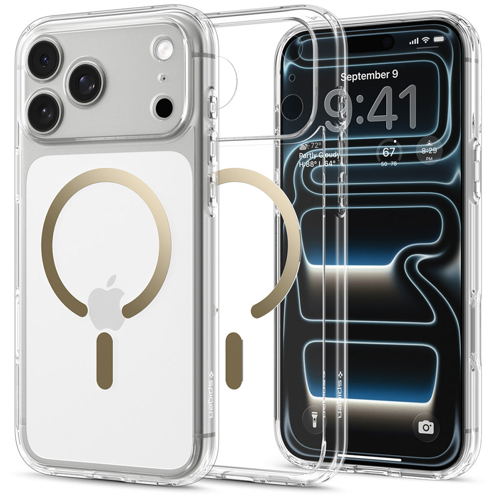 Husă Spigen Ultra Hybrid MagSafe iPhone 18 Pro Max / 17 Pro Max – Transparent / Auriu – imagine 9