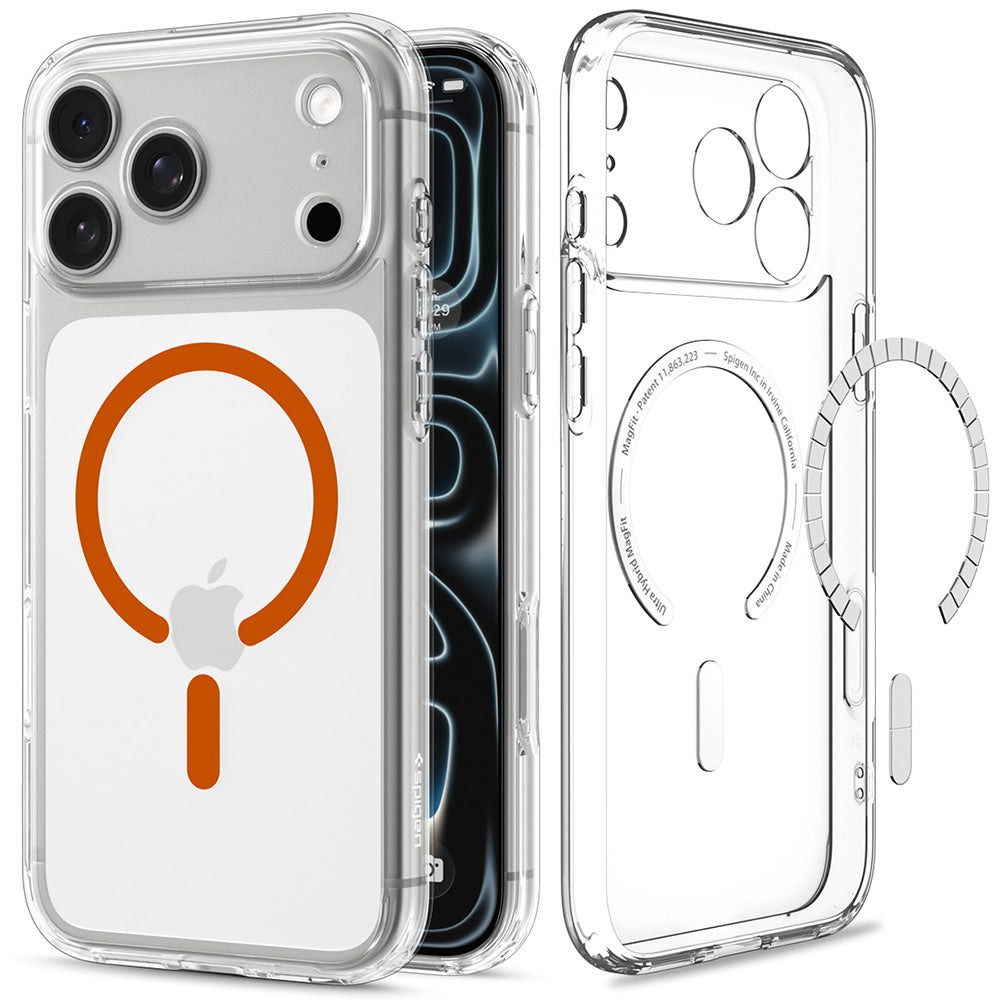 Husă Spigen Ultra Hybrid MagSafe iPhone 18 Pro / 17 Pro – Transparent / Portocaliu – imagine 10