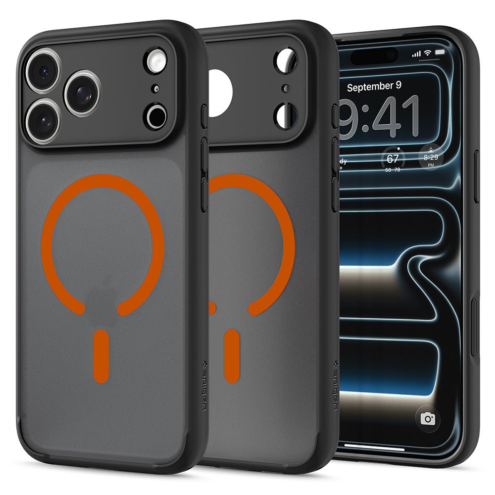 Husă Spigen Ultra Hybrid MagSafe iPhone 18 Pro / 17 Pro – Frost Black / Portocaliu – imagine 13