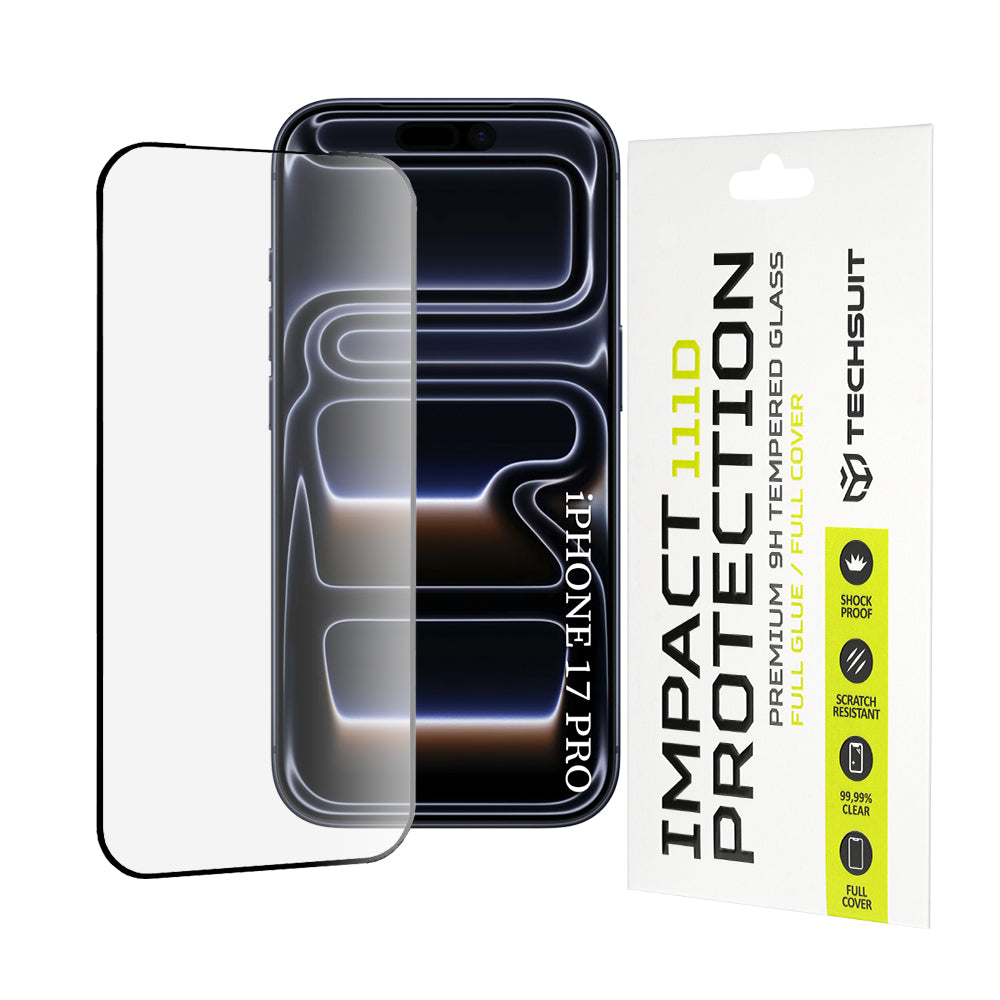 Folie sticlă Techsuit 111D iPhone 17 Pro / 18 Pro, full glue 9H – imagine 1