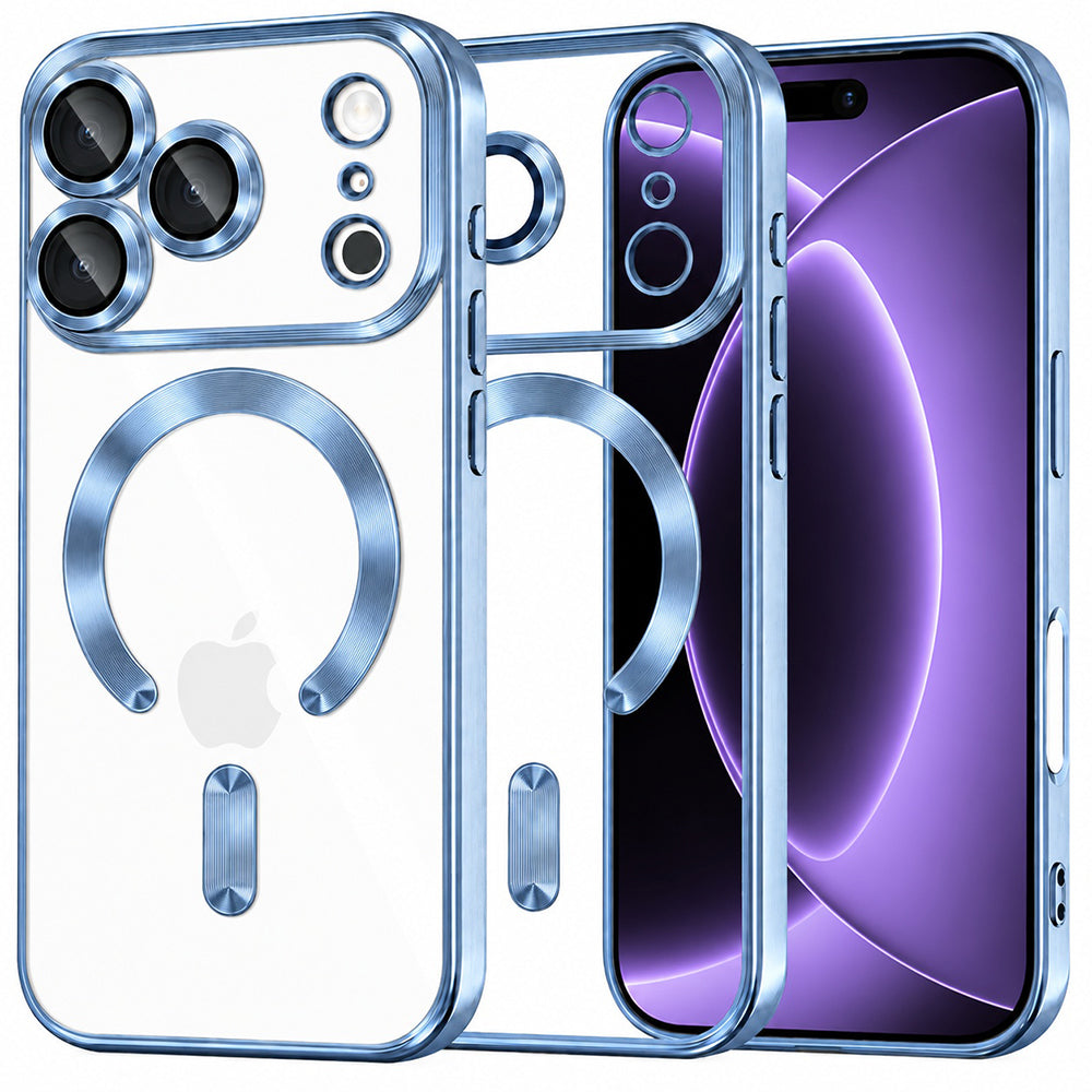 Husă transparentă Techsuit Luxury Crystal MagSafe iPhone 18 Pro – Albastru deschis – imagine 11