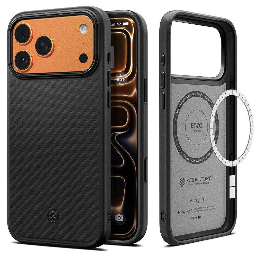 Husă Spigen Enzo Aramid T MagSafe iPhone 18 Pro Max / 17 Pro Max – Negru – imagine 1
