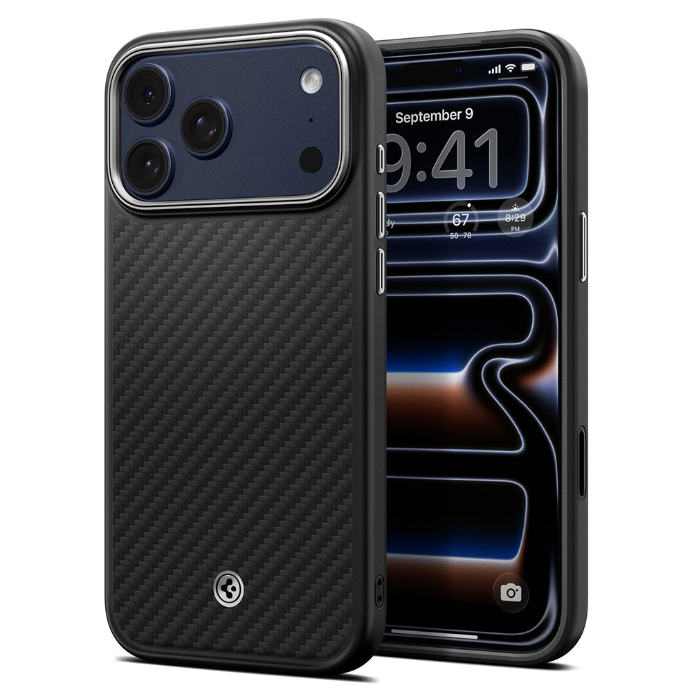 Husă Spigen Enzo Aramid T MagSafe iPhone 18 Pro / 17 Pro – Negru / Argintiu – imagine 8