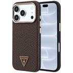 Husă Guess iPhone 17 Pro Kevlar Triangle Logo MagSafe, maro – imagine 1