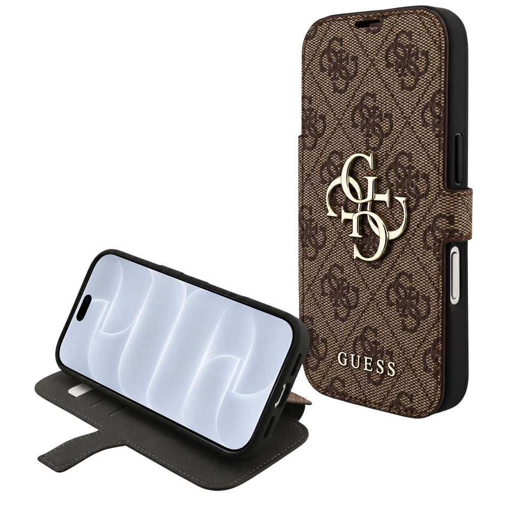 Husă Guess iPhone 17 Pro Book 4G Metal Logo, maro – imagine 1