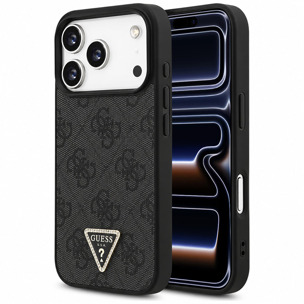 Husă Guess iPhone 17 Pro Leather 4G Triangle Strass GUHMP17LP4TDPLK – imagine 1
