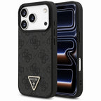 Husă Guess iPhone 17 Pro Leather 4G Triangle Strass GUHMP17LP4TDPLK – imagine 1