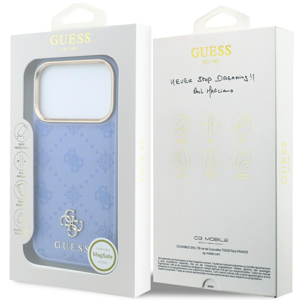 Husă Guess iPhone 17 Pro Peony 4G Small Logo MagSafe, albastru deschis – imagine 7