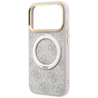 Husă Guess iPhone 17 Pro Ring Stand 360 4G Leather Classic Logo, roz – imagine 5
