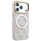 Husă Guess iPhone 17 Pro Ring Stand 360 4G Leather Classic Logo, roz – imagine 4
