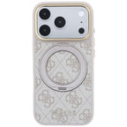 Husă Guess iPhone 17 Pro Ring Stand 360 4G Leather Classic Logo, roz – imagine 3