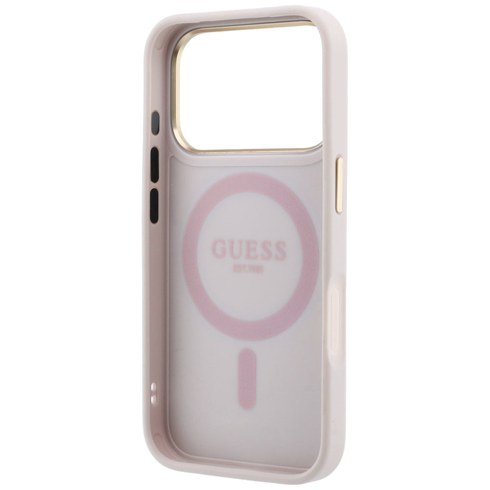 Husă Guess iPhone 17 Pro Ring Stand 360 4G Leather Classic Logo, roz – imagine 6