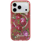 Husă Guess iPhone 17 Pro IML Glitter Blossom Roses MagSafe, vișiniu – imagine 2