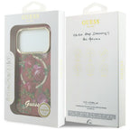 Husă Guess iPhone 17 Pro IML Glitter Blossom Roses MagSafe, vișiniu – imagine 7