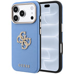 Husă Guess iPhone 17 Pro Smooth Big Strass Logo, albastru deschis – imagine 1