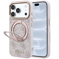 Husă Guess iPhone 17 Pro Ring Stand 360 4G Leather Classic Logo, roz – imagine 1