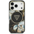 Husă Guess iPhone 17 Pro Max IML Metal Glitter Flowers Triangle, negru – imagine 3