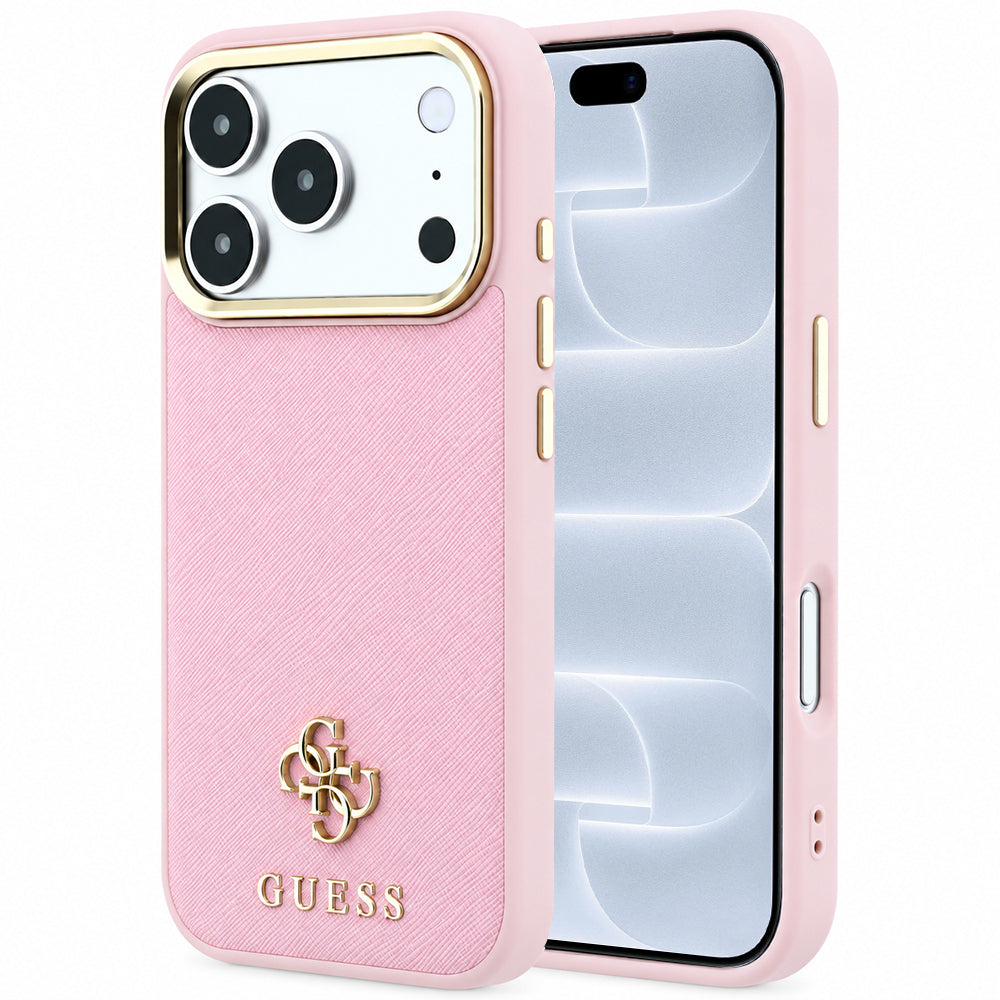 Husă Guess iPhone 17 Pro Saffiano Small 4G Classic MagSafe, roz – imagine 1