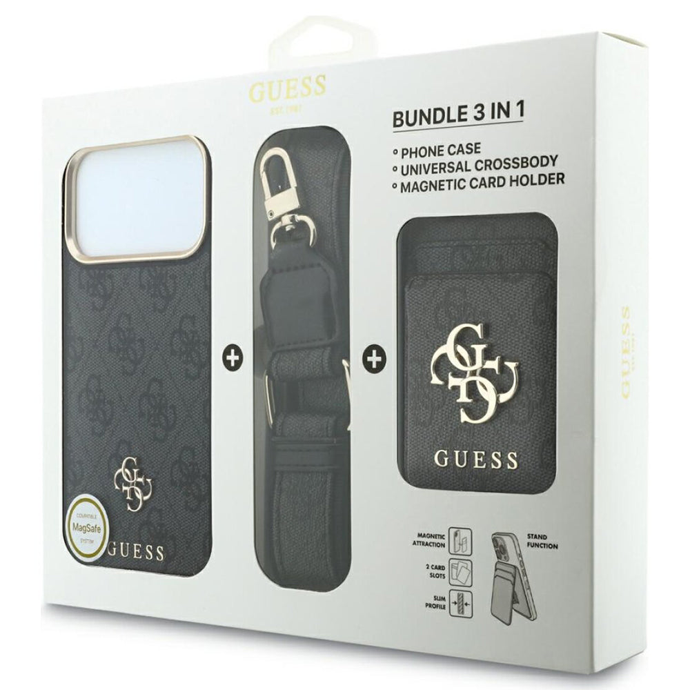 Husă Guess iPhone 17 Pro Max 4G Cardslot & Big Strap MagSafe, negru – imagine 7