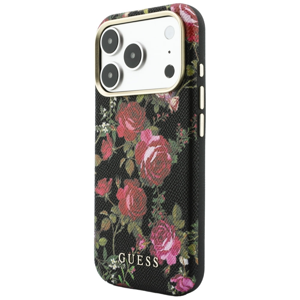 Husă Guess iPhone 17 Pro Blossom Roses Print MagSafe, negru – imagine 2