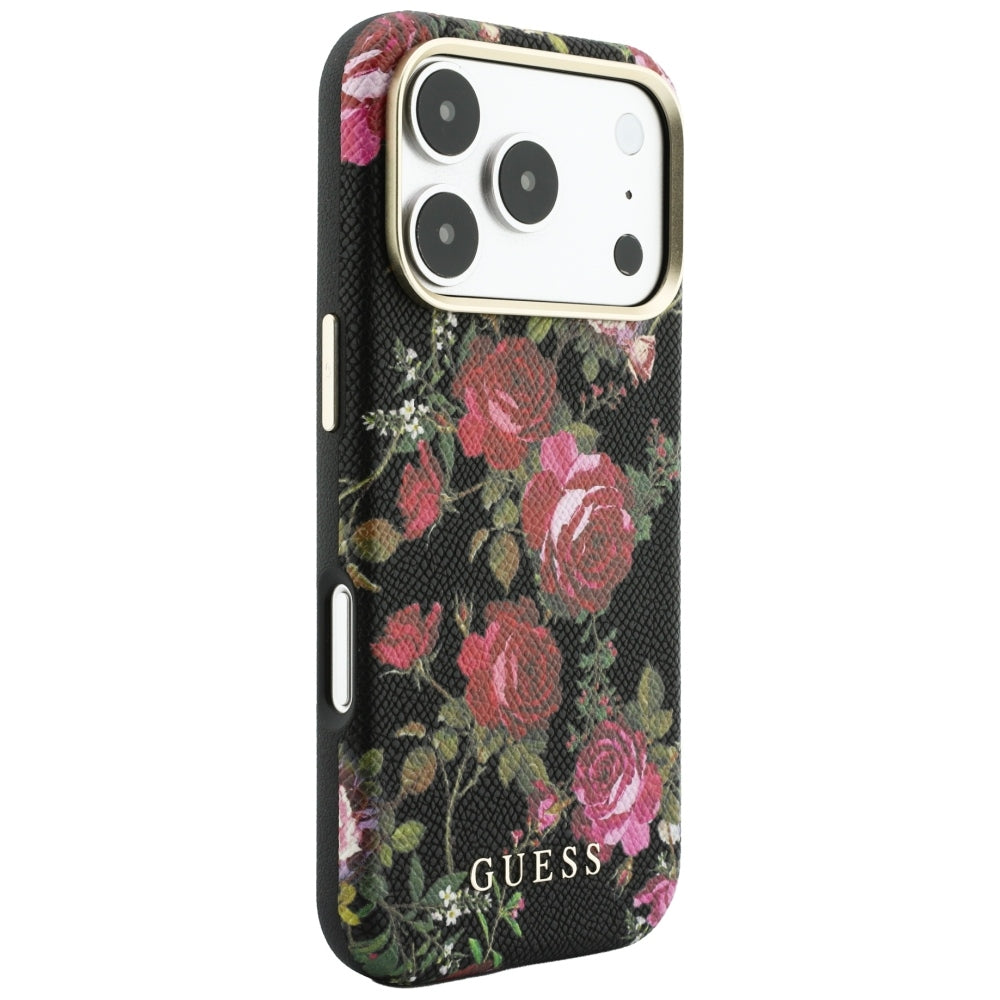 Husă Guess iPhone 17 Pro Blossom Roses Print MagSafe, negru – imagine 4